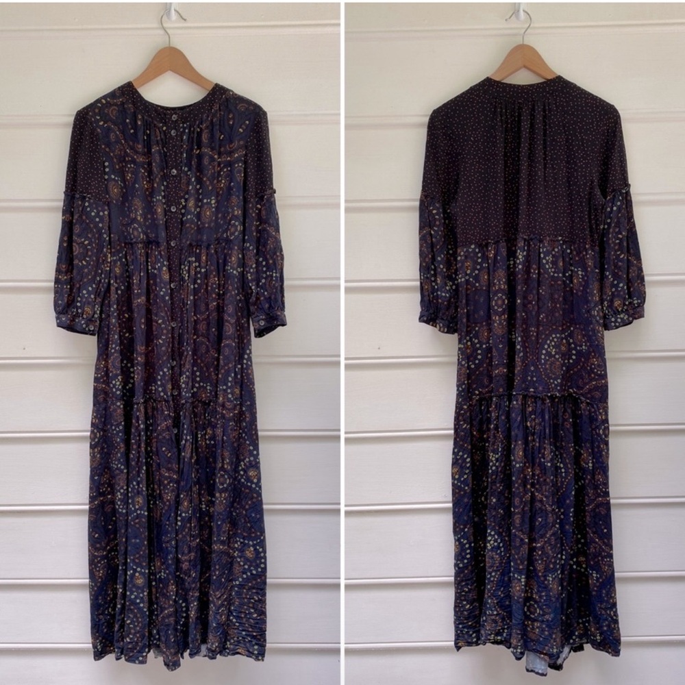 Malia Mills Flowy Button Front 3/4 Sleeve Maxi Shirt Dress - Picture 3 of 16
